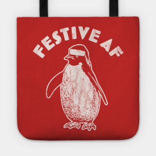 Festive AF Penguin - Funny Christmas Retro Vintage Xmas Tote