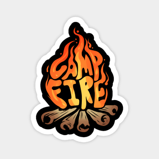 Blazing Warming Campfire On Camping Magnet