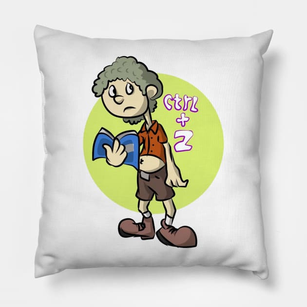 Cartoon undo Ctrl+z Pillow by One Shoot Crout Arts