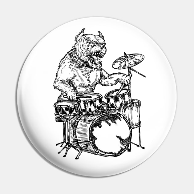 SEEMBO Pitbull Playing Drums Drummer Musician Drumming Band Pin by SEEMBO