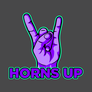 Horns up hand rock and roll music violet art T-Shirt