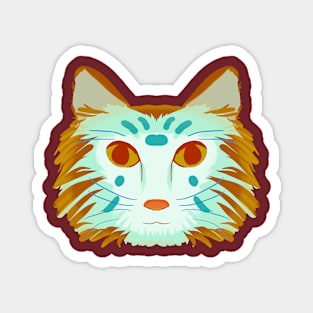 Cat Head Art Version 2 (green/brown) Magnet