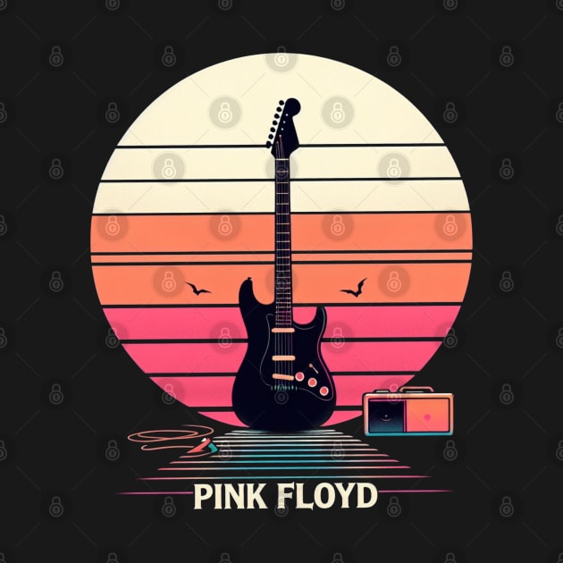 Pink Floyd Retro Guitar and Moon by DarkWave