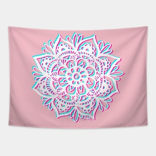 Aesthetic Mandala Pink and Blue Tapestry