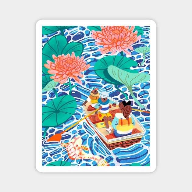 Boating through the water lilies Magnet by frankielong@hotmail.co.uk