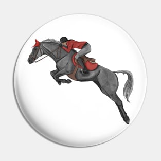 Dapple Grey and Red Show Jumping mare Pin