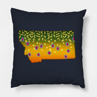 Brook Trout Fish Montana State Map Fishing Gifts Pillow