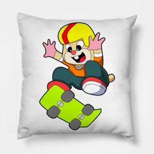 Hamster as Skater with Skateboard & Helmet Pillow