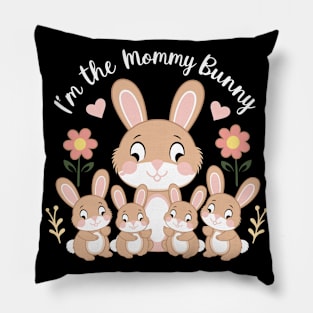 Adorable Mommy Bunny and Babies Springtime Love Design Pillow