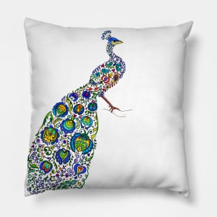 Floral Patterned Peacock Pillow