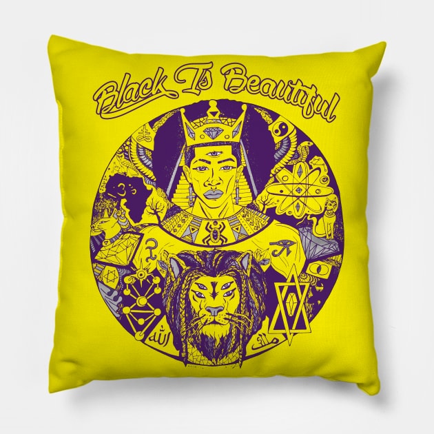 Yellow Purple Black King Wise King Black Is Beautiful Pillow by kenallouis