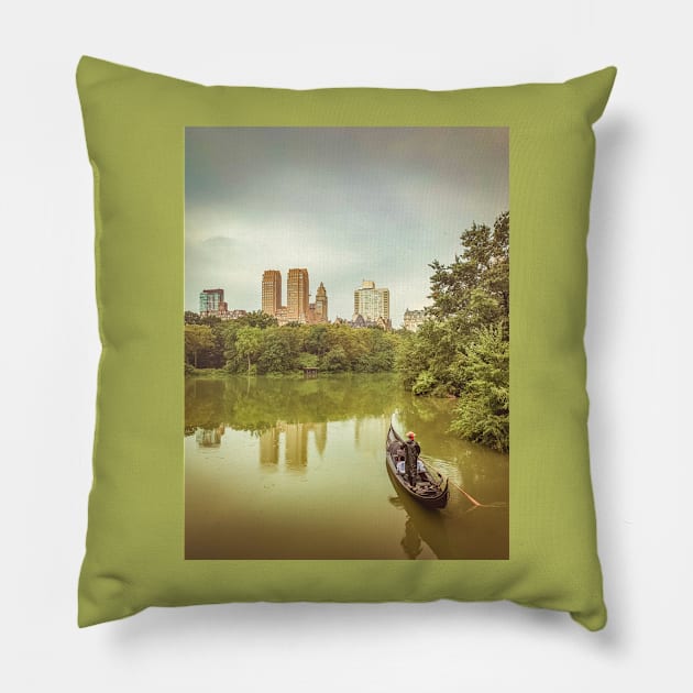 Central Park Boat Ride Manhattan NYC Pillow by eleonoraingrid