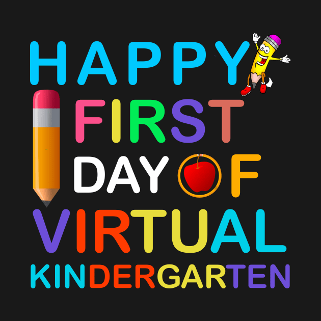 Happy First Day of Virtual Kindergarten Kids Online Teaching by BazaBerry