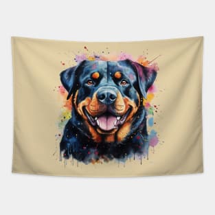 Rottie Rottweiler Bright Watercolor Painting Tapestry