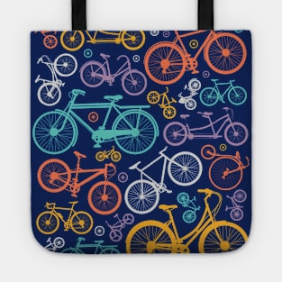 Colorful Bicycles Illustration // Bike Lover Cycling Enthusiast Tote