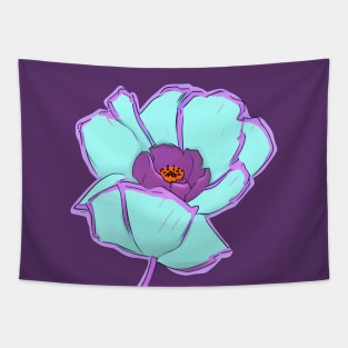 Retro Digital Colored Poppy Flower Illustration (MD23Mrl002c) Tapestry