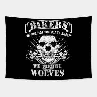 Bikers we are wolves skull biker saying Tapestry