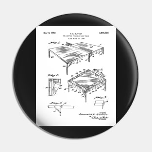 Table Tennis Patent - Tennis Art - Black And White Pin