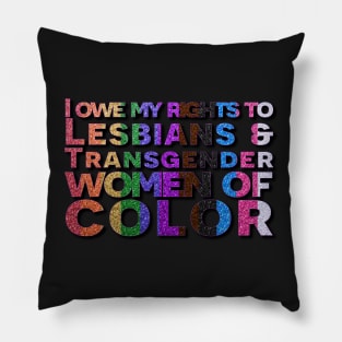 I Owe My Rights (Progress Pride Glitter) Pillow