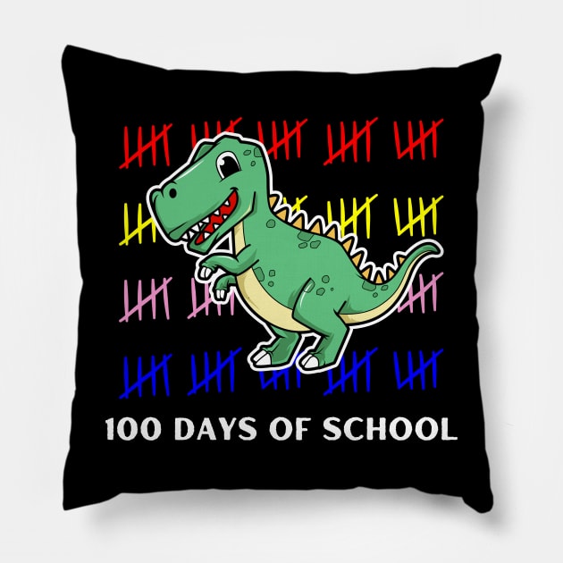 100 days of School Love School Teacher or Student Dino design Pillow by mook design