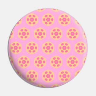 Retro kaleidoscope flowers, in yellow and pink pastel tones Pin