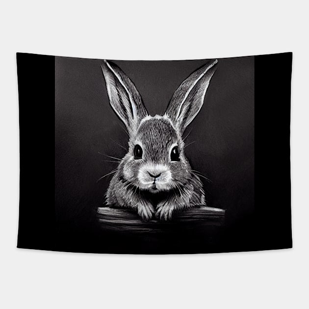 White Bunny Rabbit Sketch Tapestry by fistikci