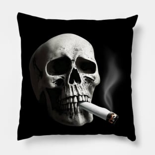 Skull With Cigarette Pillow