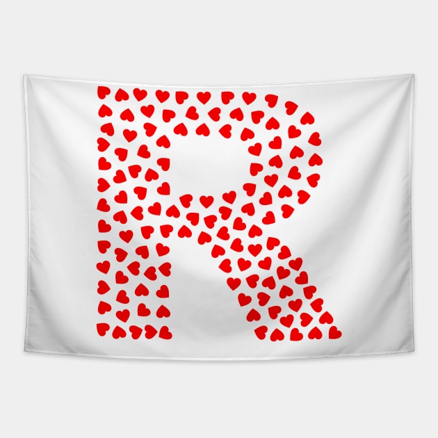 Letter R Heart Shape Initial Tapestry by Sanu Designs