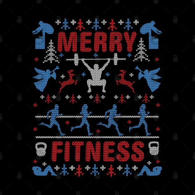 Funny Merry Fitness Exercise Gym Ugly Christmas Sweater Party by TeeCreations