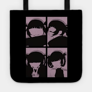 Call of the Night or Yofukashi no Uta Anime Characters Nazuna Nanakusa Face without Eyes in Cool 4 Panels Pop Art Style Tote