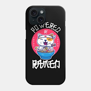 Powered by ramen, cute Japanese cat Phone Case