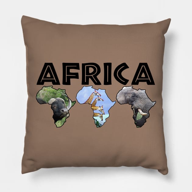 African Wildlife Continent Collage Trio Pillow by PathblazerStudios