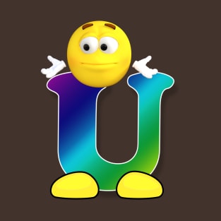 Letter U Alphabet Smiley Monogram Face Emoji Shirt for Men Women Kids T-Shirt