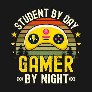 student Lover by Day Gamer By Night For Gamers T-Shirt