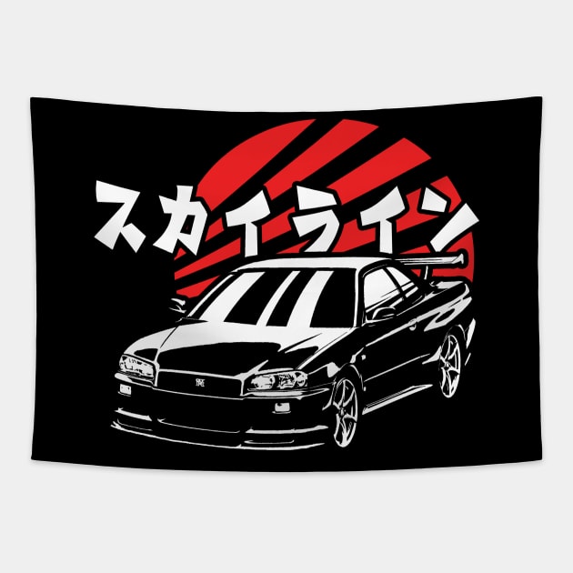 Rising Sun Nissan Skyline Tapestry by thesupragoddess