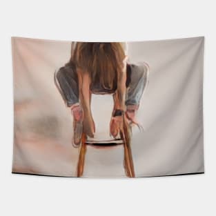 Girl in Chair Geek Designer Dune Stika Artistic Anime Style Tapestry