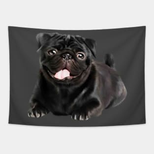 Black Pug Dog, Love Pug Dogs Tapestry