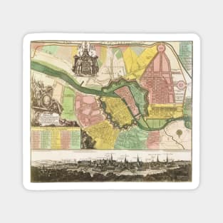 Antique Map of Berlin, Germany by Matthäus Seutter, 1738 Magnet