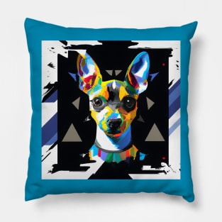 Rat Terrier Puppy Geometric Artwork Pillow