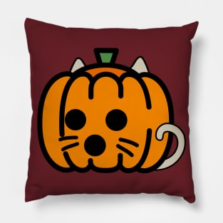 Surprised Pumpkin Cat Pillow