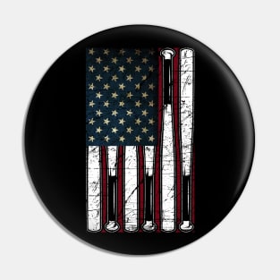 American Flag Baseball Apparel 4th Of July Pin