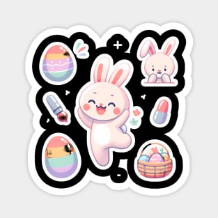 Happy Hoppy Easter: Bunny and Egg Sticker Collection Magnet