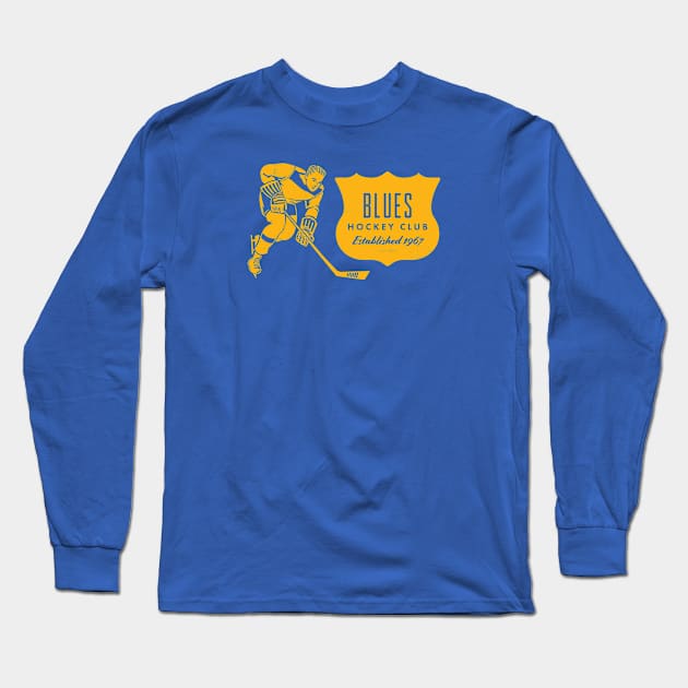 deadmansupplyco Vintage Hockey - St. Louis Blues (Yellow Blues Wordmark) Long Sleeve T-Shirt