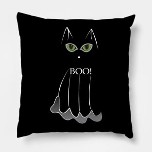 Cat ghost on black Pillow
