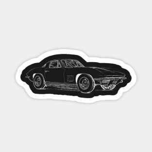 Corvette Stingray Wireframe White Magnet