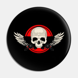 Wing Skull - RED Pin