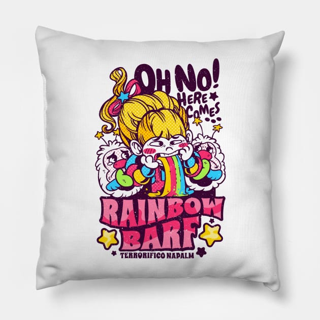 Rainbow Barf! Pillow by Mutant Videostore!