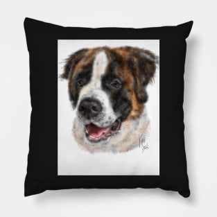 Smiling Happy St Bernard Dog Pillow