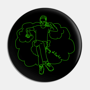 King of Farts Green Linework Drawing Pin