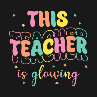 This Teacher Is Glowing Hello Summer A Funny End Of School Gift For Boy Girl Kids T-Shirt